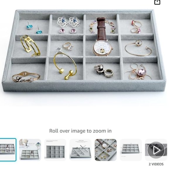 Oirlv Velvet 12 Grid Stackable Jewelry Trays Bracelet/Bangle/Watch/Earring/Ring - Picture 2 of 8